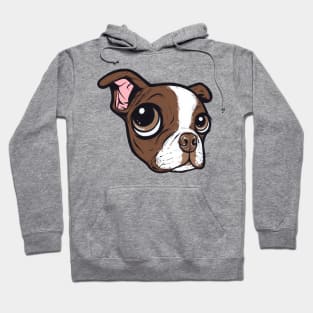 Brown Boston Terrier Face Hoodie